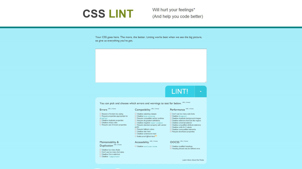 25 of the Best Free Tools for Web Developers and Digital Marketers 1 CSS Lint