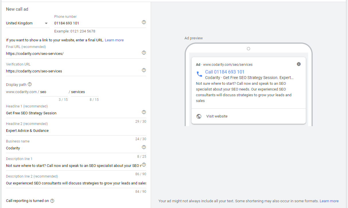 Ultimate Guide To Paid Search Advertising 10 Call Only Ad Backend