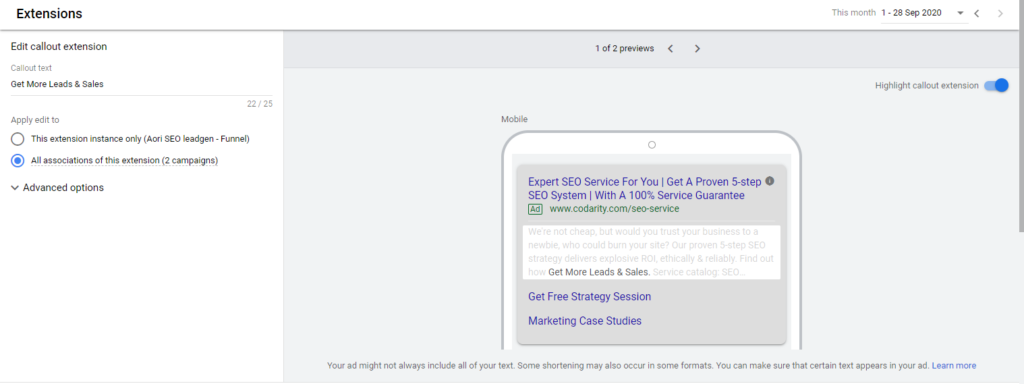 Ultimate Guide To Paid Search Advertising 24 Callout Extension Backend
